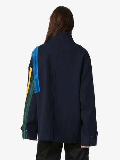 ANGEL CHEN NAVY SYNTHETIC->POLYESTER EMBROIDERED STRIPE JACKET FROM ANGEL CHEN.EMBROIDERED STRIPE CO