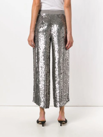 Shop P.a.r.o.s.h . Sequin Wide Trousers - Metallic