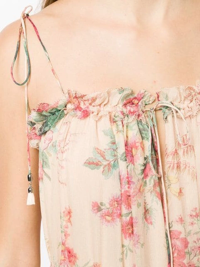 Shop Zimmermann Floral Midi Dress In Neutrals