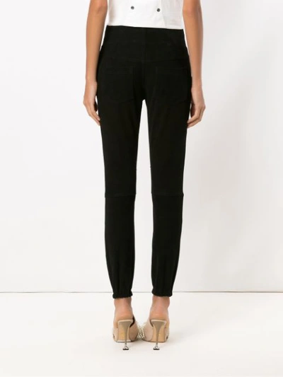 Shop Andrea Bogosian Suede Skinny Trousers - Black