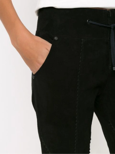 Shop Andrea Bogosian Suede Skinny Trousers - Black