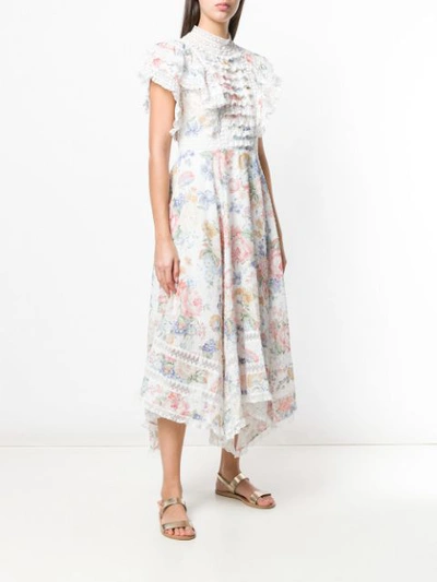 Shop Zimmermann Bowie Frilled Midi Dress In White