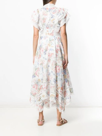 Shop Zimmermann Bowie Frilled Midi Dress In White