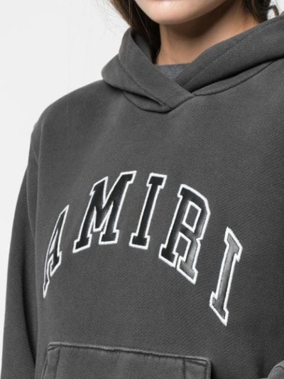 Shop Amiri Logo Patch Hoodie In Grey