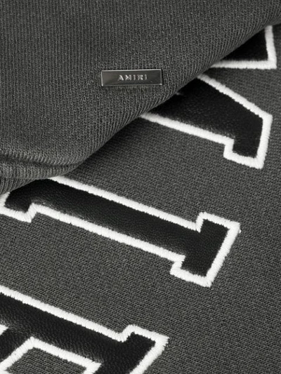 Shop Amiri Logo Patch Hoodie In Grey