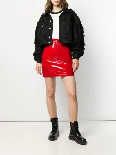 Shop Almaz Patent Leather Effect Skirt In Red