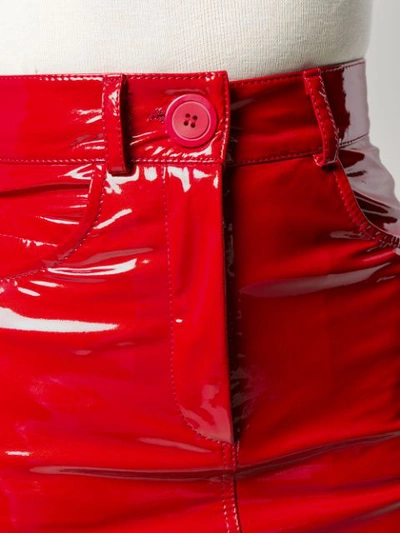 Shop Almaz Patent Leather Effect Skirt In Red
