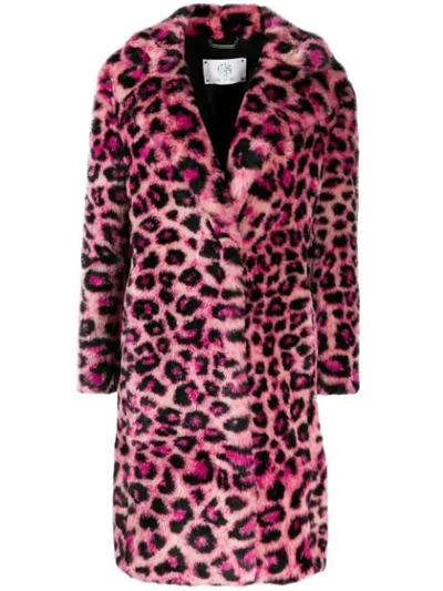 Shop Alberta Ferretti Faux-fur Leopard Coat In Pink