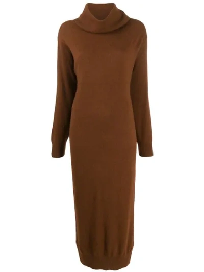 Shop Mes Demoiselles Roll-neck Jumper Dress In Brown