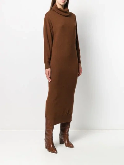 Shop Mes Demoiselles Roll-neck Jumper Dress In Brown
