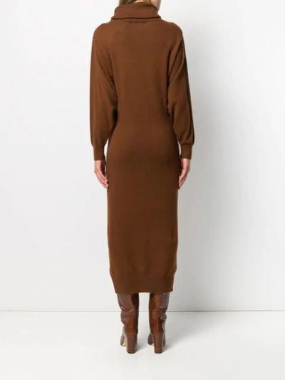 Shop Mes Demoiselles Roll-neck Jumper Dress In Brown