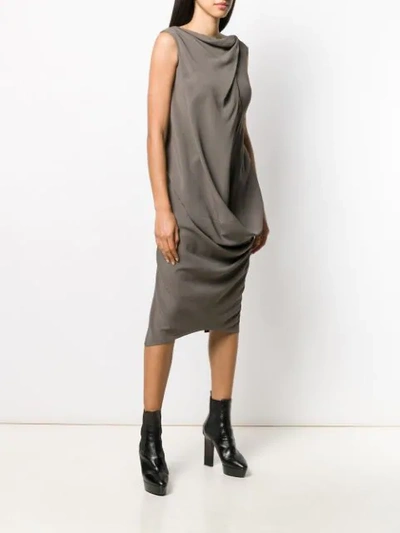 Shop Rick Owens Asymmetric Dress In Grey