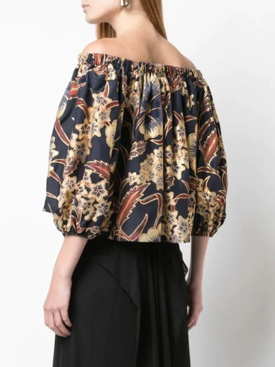 Shop Ulla Johnson Off The Shoulder Floral Top In Midnight