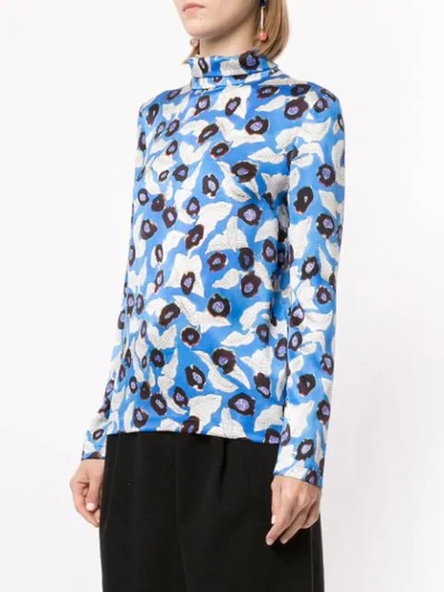 Shop Christian Wijnants Floral Print Long Sleeve Top In Blue