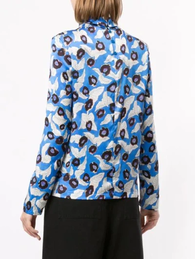 Shop Christian Wijnants Floral Print Long Sleeve Top In Blue