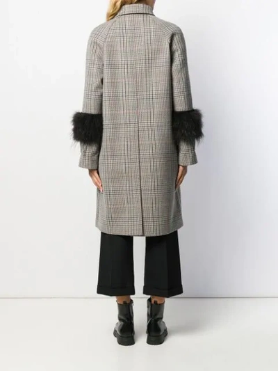 Shop Prada Houndstooth Plaid Coat In Neutrals