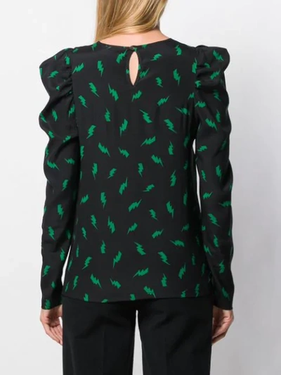 Shop P.a.r.o.s.h Lightening Bolt Print Blouse In Black