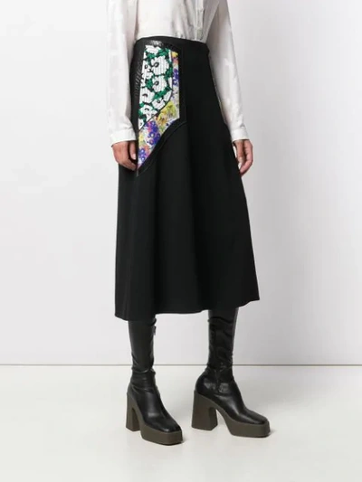 Shop Stella Mccartney Floral Panel Midi Skirt In Black