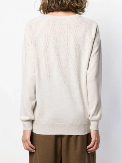 Shop Brunello Cucinelli Embellished Jumper In Neutrals