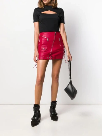 Shop Manokhi Biker-style Mini Skirt In Red