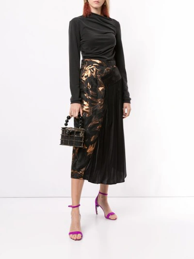 Shop Taller Marmo Medley Floral Asymmetric Skirt In Black