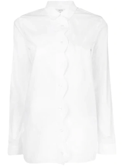 Shop Ganni Scallop Trim Shirt - White