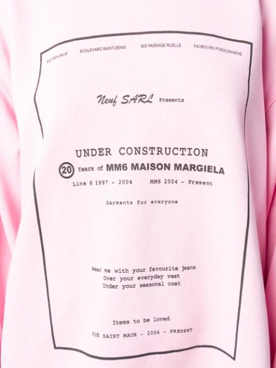 Shop Mm6 Maison Margiela Under Construction Print Hoodie - Pink