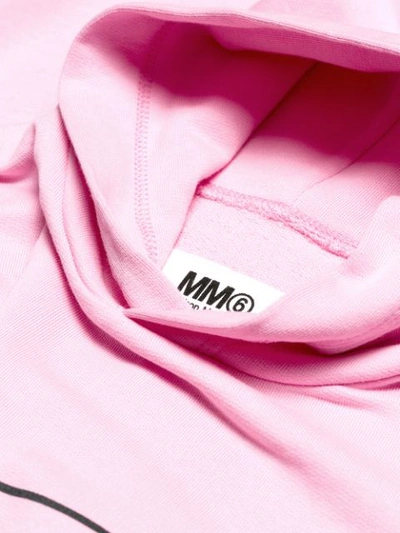 MM6 MAISON MARGIELA UNDER CONSTRUCTION印花全棉连帽衫 - 粉色