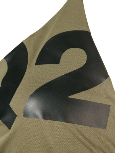 Shop Dsquared2 Logo Print Triangle Bikini In Green