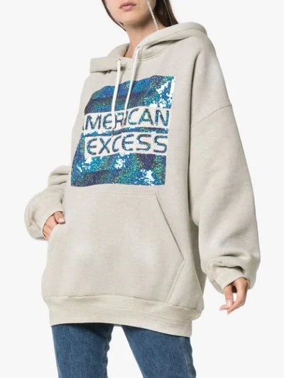 Shop Ashish American Excess Sequin Embellished Cotton Hoodie In Grey