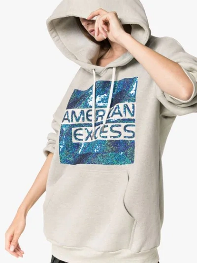Shop Ashish American Excess Sequin Embellished Cotton Hoodie In Grey