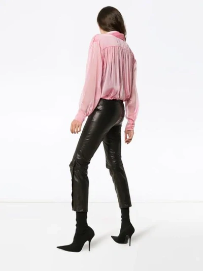 Shop Materiel Flared Sheer Blouse In Pink