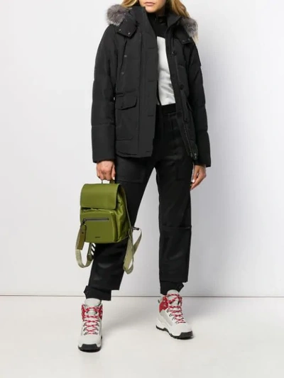 Moose Knuckles Hooded Down Parka Coat In Black