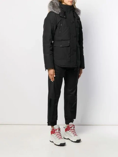 Moose Knuckles Hooded Down Parka Coat In Black