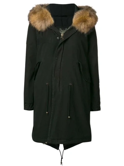 Shop Mr & Mrs Italy Fur-trim Parka Coat - Black