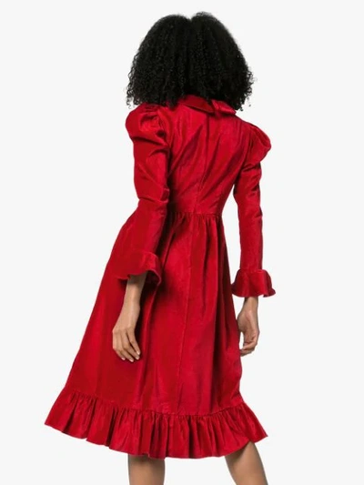 Shop Batsheva Collared Midi Dress In Red
