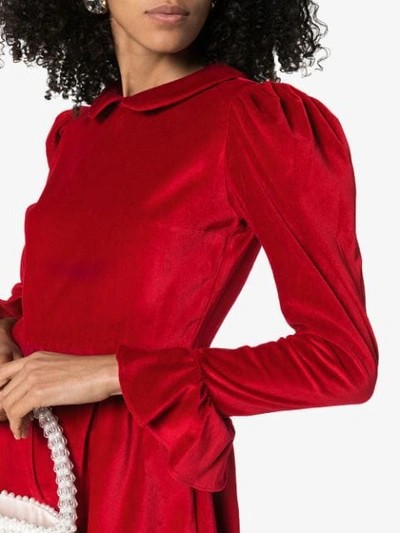 Shop Batsheva Collared Midi Dress In Red