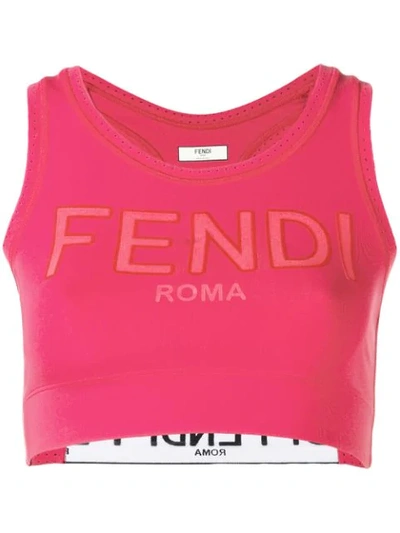 Shop Fendi Fitted Sport Bra In Pink
