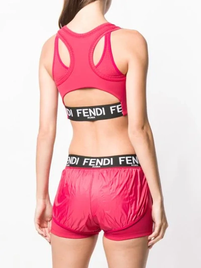 Shop Fendi Fitted Sport Bra In Pink