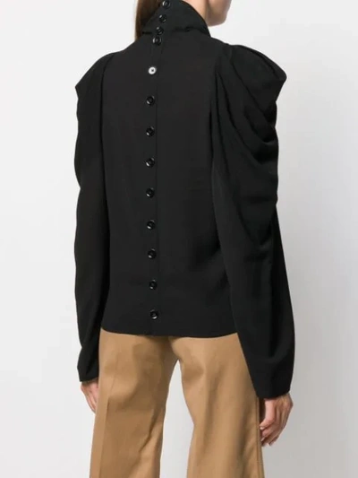 Shop Lemaire Button-up Draped Roll-neck Top In Black