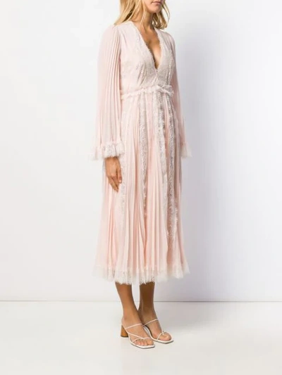 Shop Giambattista Valli V-neck Lace Midi Dress In Pink
