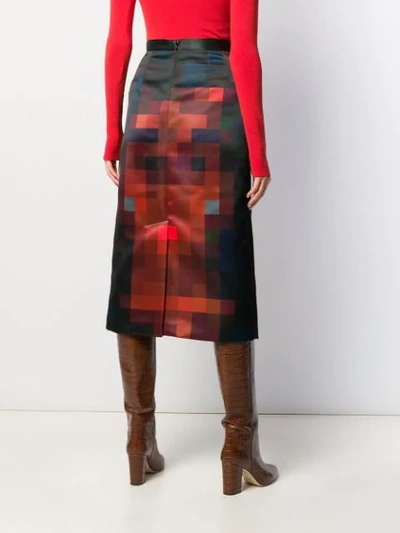 Shop Marni Pixelated Print Skirt In Pgm74 Dark Raisin