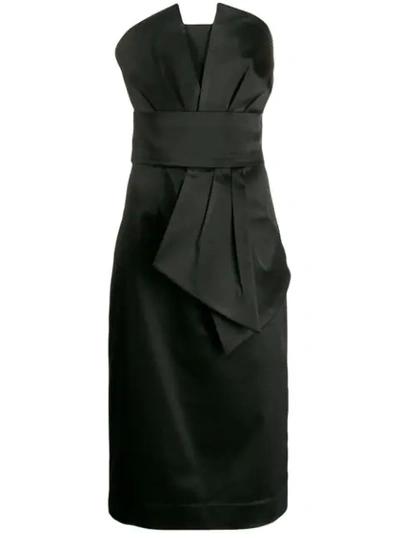Shop P.a.r.o.s.h Strapless Midi Dress In Black