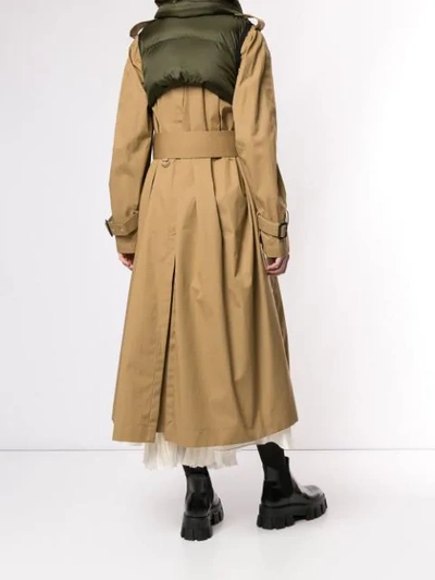 Shop Sacai Padded Trench Coat In Brown