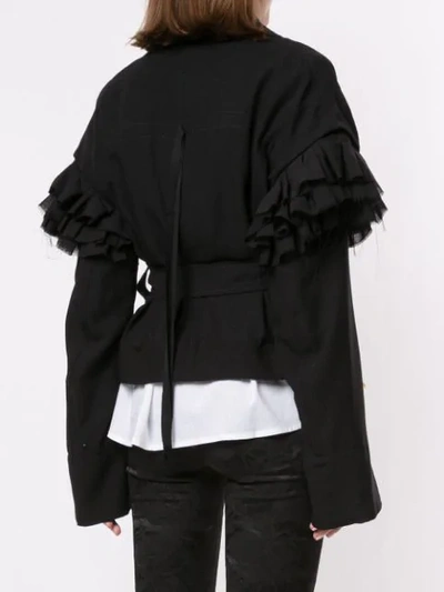 Shop Ann Demeulemeester Ruffled Sleeves Jacket In Black