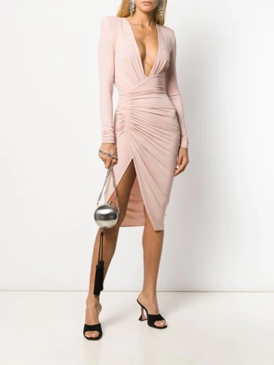 Shop Alexandre Vauthier V-neck Draped Dress In Pink
