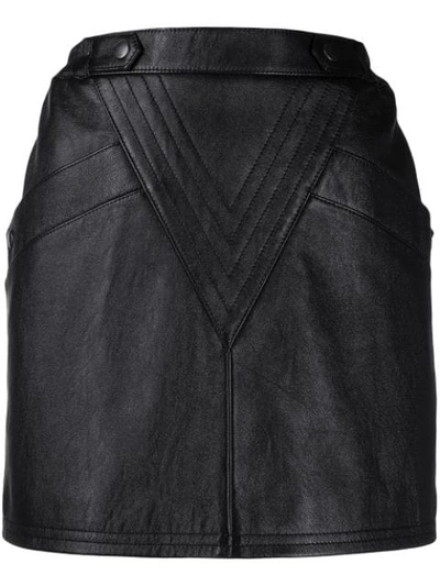 Shop Saint Laurent Lambskin Mini Skirt In Black