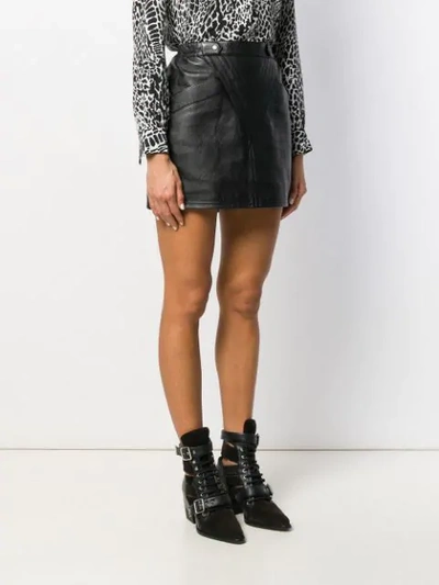 Shop Saint Laurent Lambskin Mini Skirt In Black