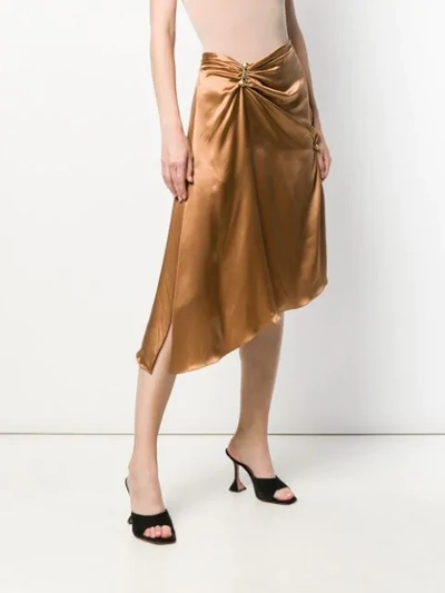 Shop Versace Embellished Draped Mid-length Skirt In Brown