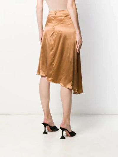 Shop Versace Embellished Draped Mid-length Skirt In Brown